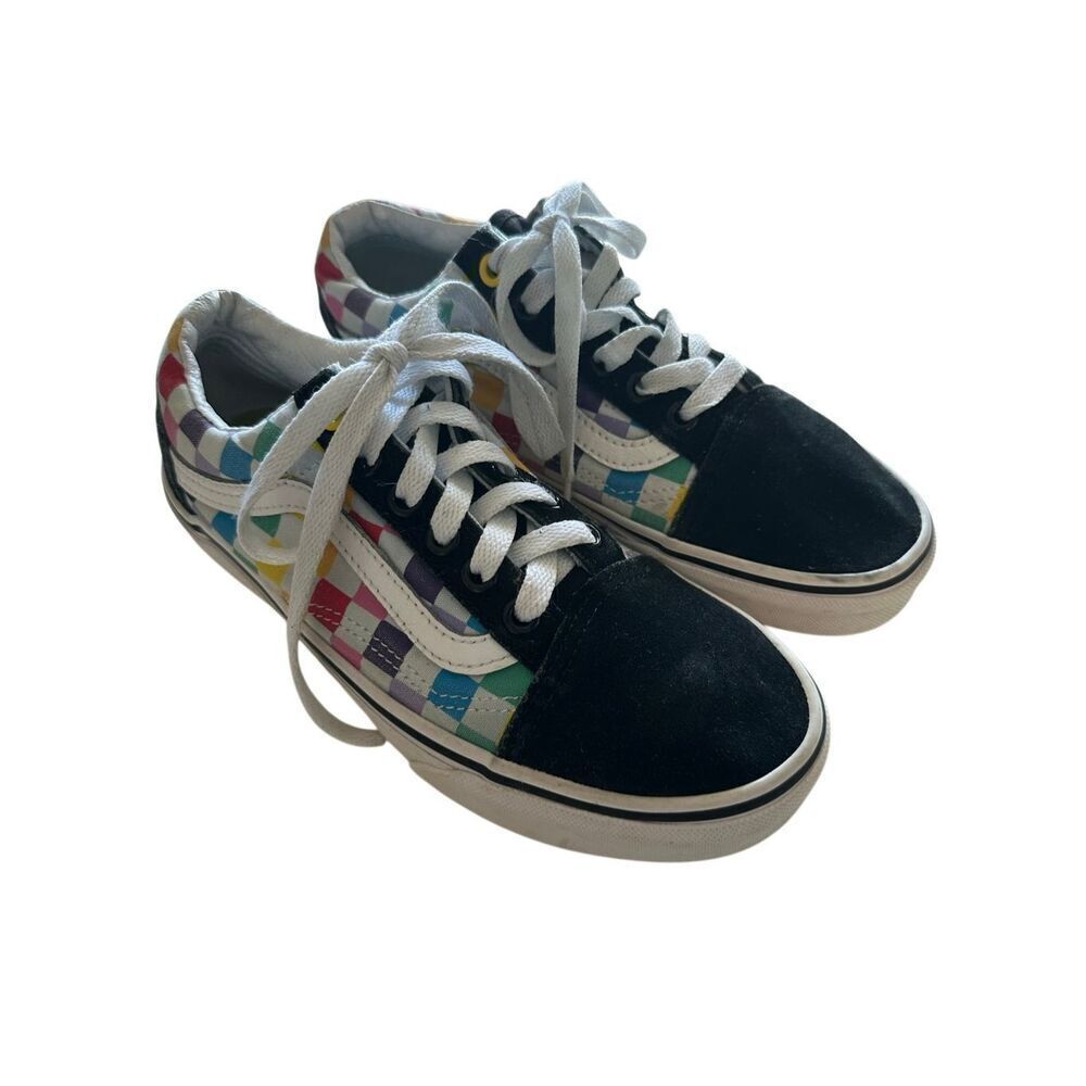 Vans Unisex Old Skool Rainbow Checkerboard Sneaker Shoes Size Womens 6.5 Mens 5